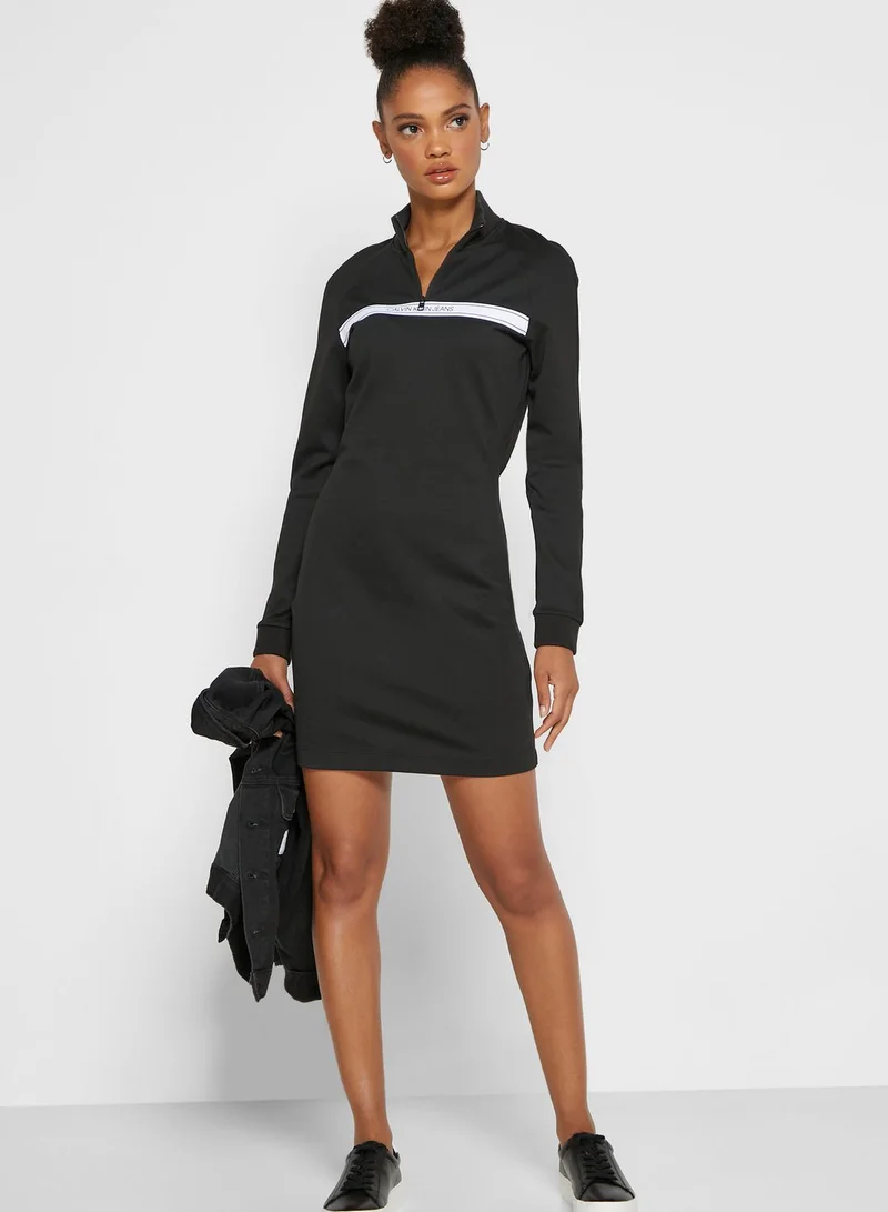 Calvin Klein Jeans High Neck Logo Bodycon Dress