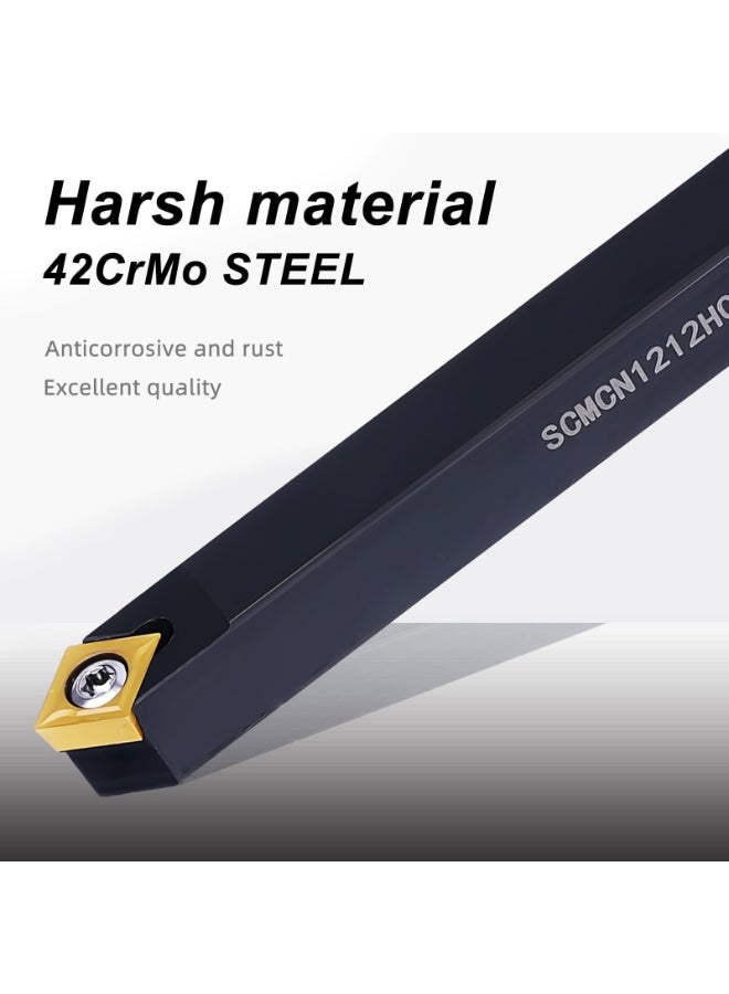 12mm Indexable Lathe Turning Tool Kit- 4Pcs Metal Lathe Tools Holder Set with CCMT09T304 Carbide Insert for Turning S12M-SCLCR09/SCMCN1212H09/SCLCL1212H09/SCLCR1212H09 - Image 2