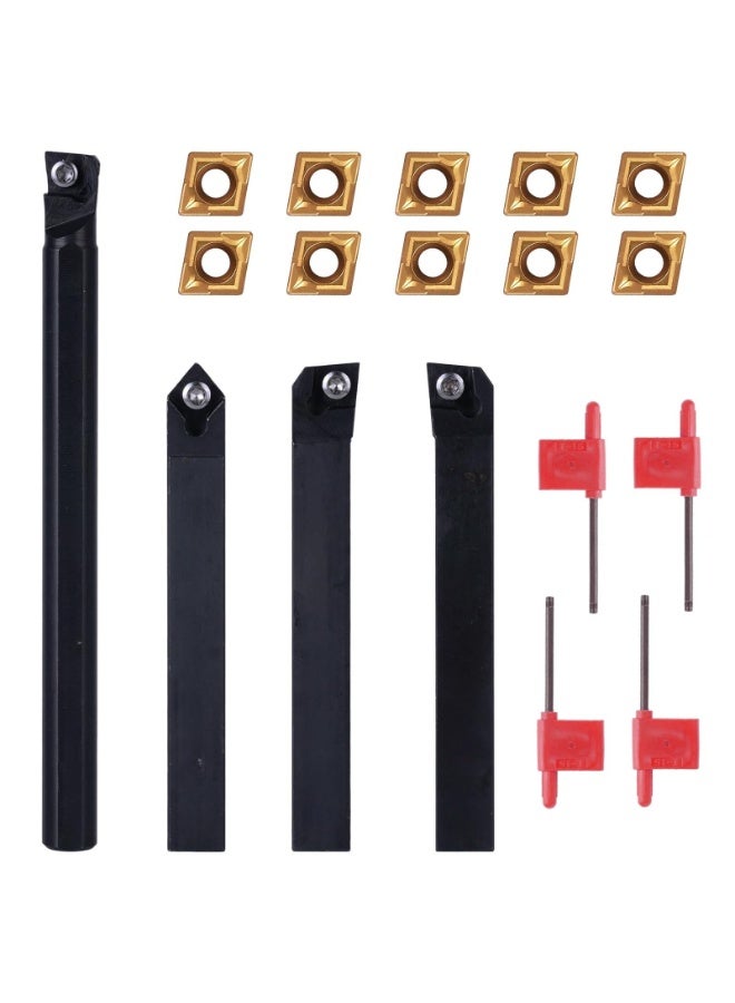 12mm Indexable Lathe Turning Tool Kit- 4Pcs Metal Lathe Tools Holder Set with CCMT09T304 Carbide Insert for Turning S12M-SCLCR09/SCMCN1212H09/SCLCL1212H09/SCLCR1212H09 - Image 1
