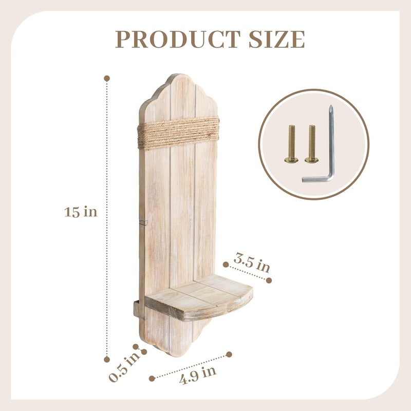 CEDARLUX Rustic Washable White Wood Wall Candle Sconces Set of Two, Farmhouse Wooden Candle Holder Decor for Fireplace, Hallway, Living Room, Bedroom - Image 2