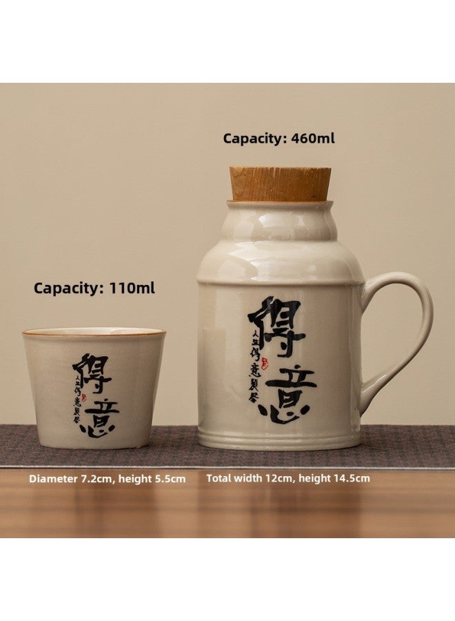 Ceramic Small Thermos Household Carry-on Vintage Cold Water Bottle To Make Tea Office Stuffy Teapot Creative Water Cup Mug-color:Delicious Water Kettle + Tea Cup-capacity:About 460ml - Image 1