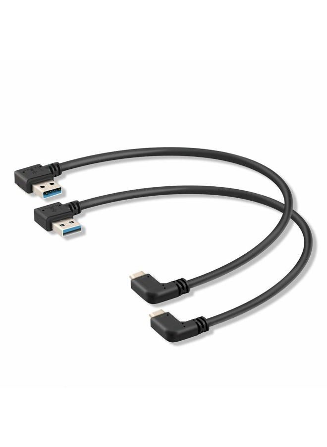 Oxsubor USB C 90 Degree Right Angle Cable Extension USB 3.0 Type c Cable Left & Right Angle Male by (20CM,8IN)(2 Pack) - Image 1