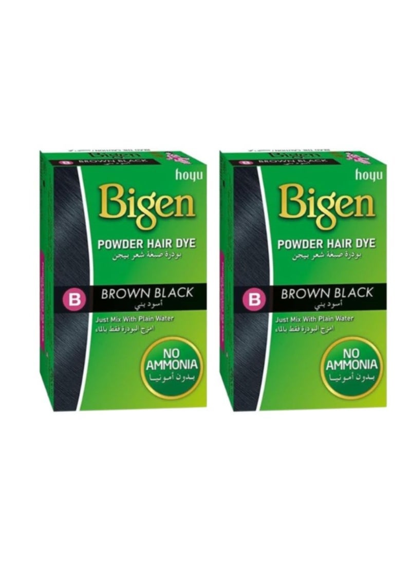 Bigen Powder Hair Dye Color Brown Black B 6grams 2PCS