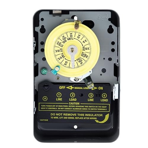 Intermatic مفتاح مؤقت ميكانيكي Intermatic T104 لمدة 24 ساعة - 208–277 فولت تيار متردد، DPST، علبة معدنية داخلية، ثقيلة التحمل، تجاوز يدوي، 40 أمبير - مثالي للإضاءة، المضخات، المراوح، وأنظمة التكييف - Image 4