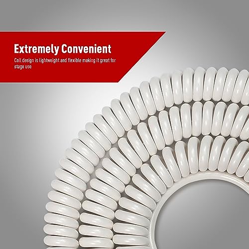 VOHALO Coil Guitar Cable 32 Feet/10M Instrument Coiled Curly Cord for Guitar Bass 1/4 inch Right Angle to Straight White - Image 5