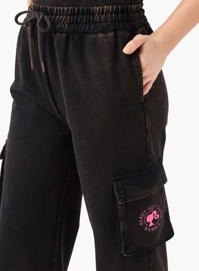 اس بي كاركترز Barbie Print Cargo Joggers with Drawstring Closure