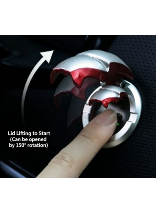 3D Silver Iron Man Helmet Car Push Start Button Cover, 150° Rotatable Ignition Switch Decor Sticker, Aluminum Alloy One Key Start Stop Protector, Car Interior Modification Accessories, Inner Diameter 3cm, Outer Diameter 4cm - Image 2