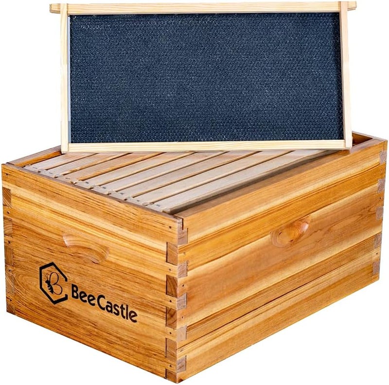 BeeCastle Heavy Wax Coated Langstroth Unassembled Deep/Brood Box with Frames and Beeswax Coated Foundation Sheet (8 Frame) - Image 3