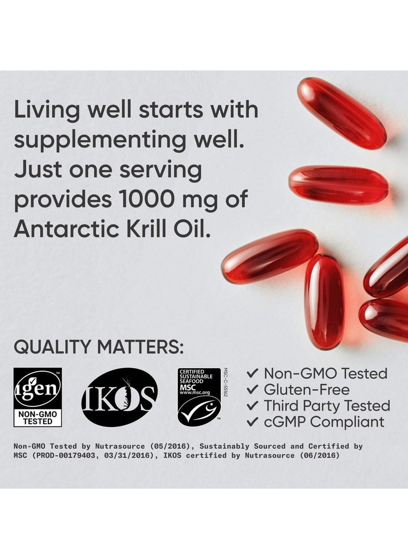 SPORTS RESEARCH - Sports Research Krill Oil Supplement with EPA & DHA Omega 3, Phospholipids & Astaxanthin from Antarctic Krill - Highest Concentration of Krill Oil for Men & Women - 1000mg, 60 Softgel Capsules - Image 1