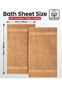 Infinitee Xclusives Premium Sand Bath Sheets – Pack of 2, 90cm x 180cm Large Bath Sheet Towel - 100% Cotton Ultra Soft and Absorbent Oversized Towels for Bathroom, Hotel & Spa Quality Towel by Infinitee Xclusives  - Image 2