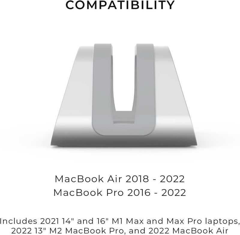 هيومان سينتريك حامل كمبيوتر محمول عمودي لـ MacBook، متوافق مع حامل MacBook Pro، حامل MacBook Air، حامل كمبيوتر محمول لـ Apple على المكتب، حامل كمبيوتر محمول عمودي من الألومنيوم، حامل MacBook فضي - Image 4