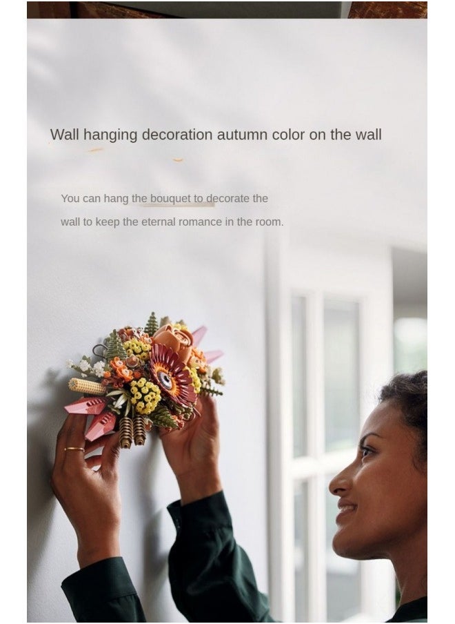 Bouquet Building Block Puzzle;Icons Dried Flower Centerpiece Building Kit for Adults; A Gift for Flower Lovers; Create a Home Decor Display Inspired by Fall Colors; Enjoy a Mindful Building Project with Friends or Family (812 Pieces)