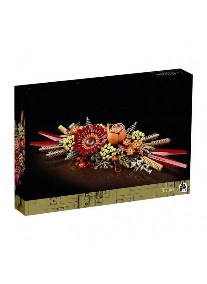 Bouquet Building Block Puzzle;Icons Dried Flower Centerpiece Building Kit for Adults; A Gift for Flower Lovers; Create a Home Decor Display Inspired by Fall Colors; Enjoy a Mindful Building Project with Friends or Family (812 Pieces)