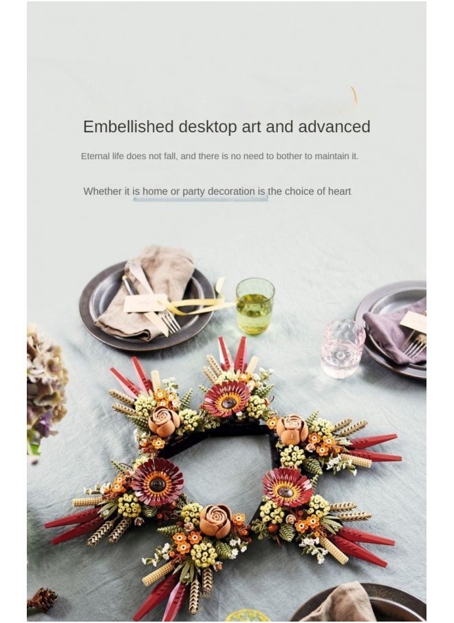 Bouquet Building Block Puzzle;Icons Dried Flower Centerpiece Building Kit for Adults; A Gift for Flower Lovers; Create a Home Decor Display Inspired by Fall Colors; Enjoy a Mindful Building Project with Friends or Family (812 Pieces)