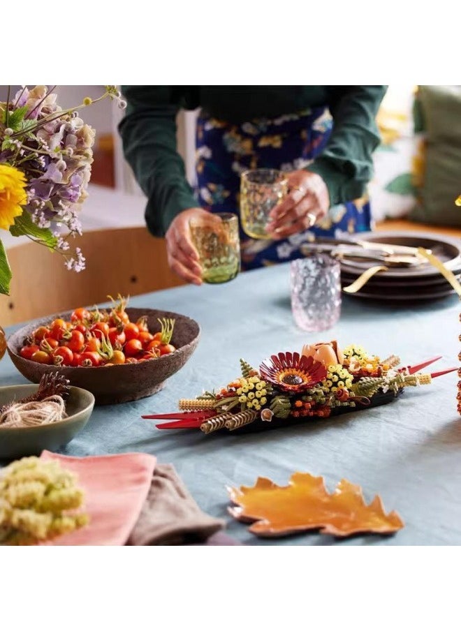 Bouquet Building Block Puzzle;Icons Dried Flower Centerpiece Building Kit for Adults; A Gift for Flower Lovers; Create a Home Decor Display Inspired by Fall Colors; Enjoy a Mindful Building Project with Friends or Family (812 Pieces)