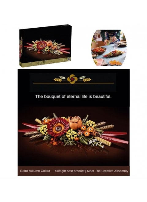 Bouquet Building Block Puzzle;Icons Dried Flower Centerpiece Building Kit for Adults; A Gift for Flower Lovers; Create a Home Decor Display Inspired by Fall Colors; Enjoy a Mindful Building Project with Friends or Family (812 Pieces)