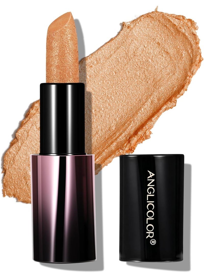 Anglicolor Metallic Lipstick For Subtle 3D Shimmer Effect,Glitter Lipstick,Light,Soft Cream Formula for Moisturized Lips,Non-Sticky (04 SUNSET GILDED) - Image 1