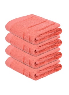 Kuber Industries Face Towel | Cotton Towels For Facewash | Towels For Daily Use | Workout Hand Towel | Lining Design | 14X21 Inch | Pack Of 4 | Orange  - Image 1