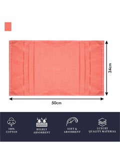 Kuber Industries Face Towel | Cotton Towels For Facewash | Towels For Daily Use | Workout Hand Towel | Lining Design | 14X21 Inch | Pack Of 4 | Orange  - Image 3