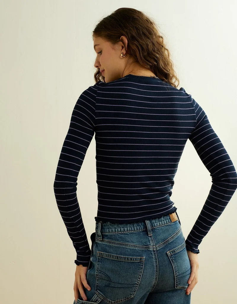 American Eagle  AE Soft & Sexy Waffle Long-Sleeve T-Shirt for Women | Best Price UAE
