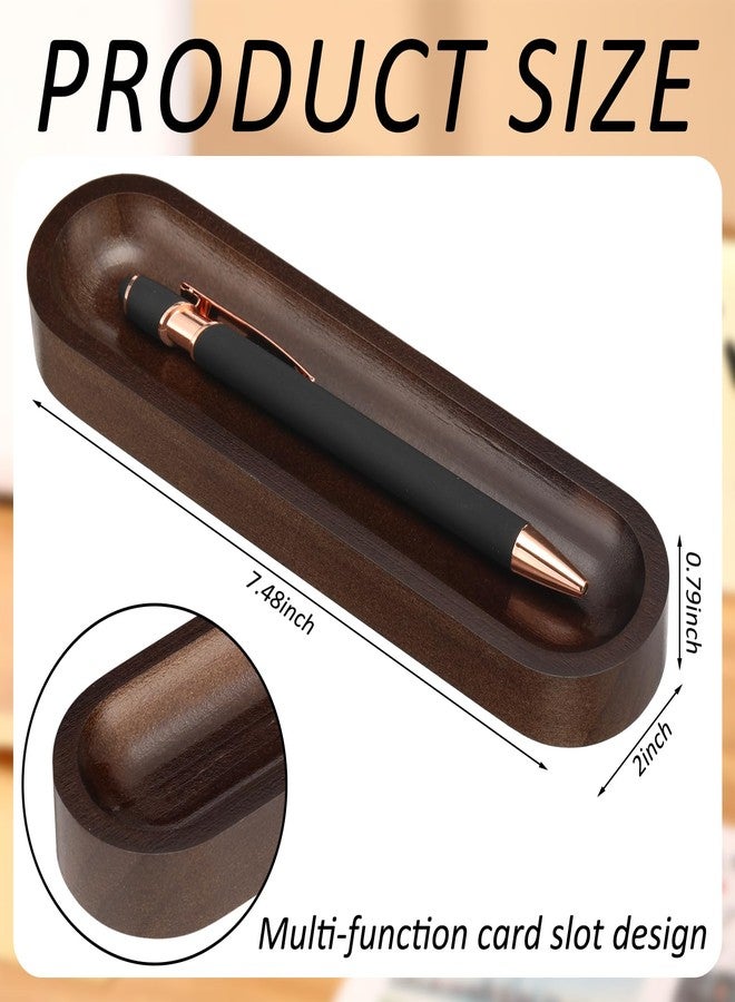 Chunful Set of 2 Black Walnut Pen Tray Wood Pen Holder Wooden Pencil Holder for Desk Multiple Use Desk Writing Stationary Organizer Office School Supplies Storage - Image 2