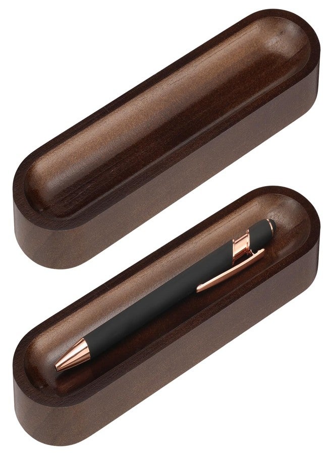 Chunful Set of 2 Black Walnut Pen Tray Wood Pen Holder Wooden Pencil Holder for Desk Multiple Use Desk Writing Stationary Organizer Office School Supplies Storage - Image 1