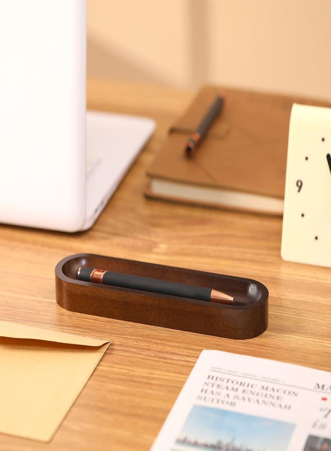 Chunful Set of 2 Black Walnut Pen Tray Wood Pen Holder Wooden Pencil Holder for Desk Multiple Use Desk Writing Stationary Organizer Office School Supplies Storage - Image 4