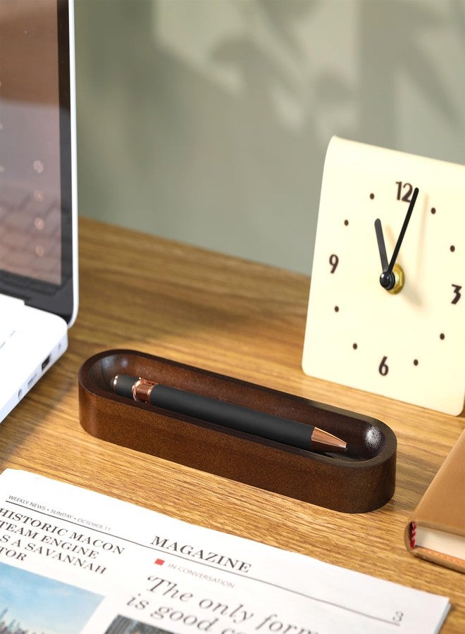 Chunful Set of 2 Black Walnut Pen Tray Wood Pen Holder Wooden Pencil Holder for Desk Multiple Use Desk Writing Stationary Organizer Office School Supplies Storage - Image 3