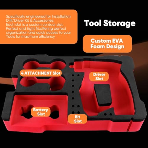 Yudylg EVA Liner Organizer Compatible with 8435 Series Tool Box - Custom Inserts Fit for 2505 Series Installation Drill Driver Kit & Accessories，Dual-Tone Color - Red and Black - Image 3