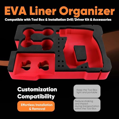 Yudylg EVA Liner Organizer Compatible with 8435 Series Tool Box - Custom Inserts Fit for 2505 Series Installation Drill Driver Kit & Accessories，Dual-Tone Color - Red and Black - Image 2