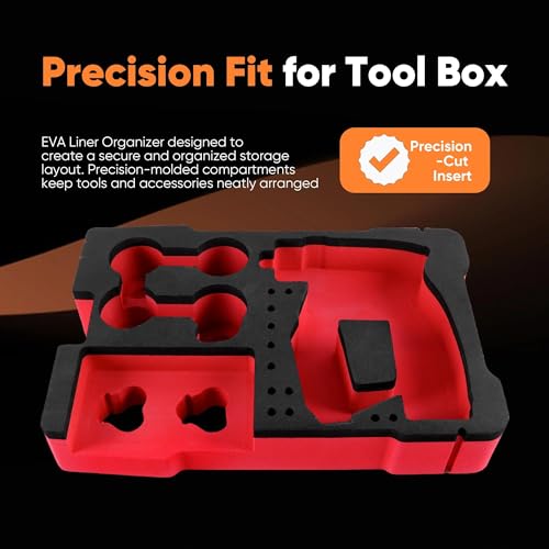 Yudylg EVA Liner Organizer Compatible with 8435 Series Tool Box - Custom Inserts Fit for 2505 Series Installation Drill Driver Kit & Accessories，Dual-Tone Color - Red and Black - Image 4
