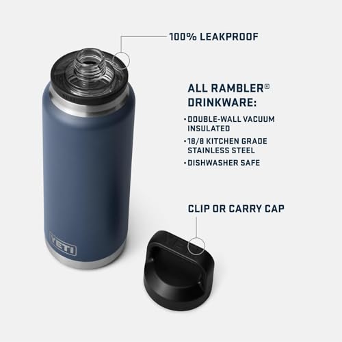 YETI زجاجة ييتي رامبلر 36 أونصة، معزولة بالفراغ، من الفولاذ المقاوم للصدأ مع غطاء شوق، فولاذي - Image 2