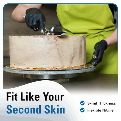 SWIFTLITE Disposable Nitrile Gloves Black, Food Safe Rubber Gloves Latex-Free Powder-Free for Cooking Food Prep Kitchen Clean (Medium, 100) - Image 3