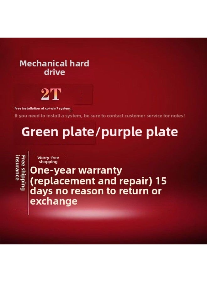Dismantling Desktop Hard Disk 1T 2t Serial Mechanical Hard Disk Monitoring Universal Dual Disk Blue Disk/thin Disk 3t 4t-Capacity:Taiwan 2tb Purple/green Disk-no Installation System Is Divided Into One Area - Image 1