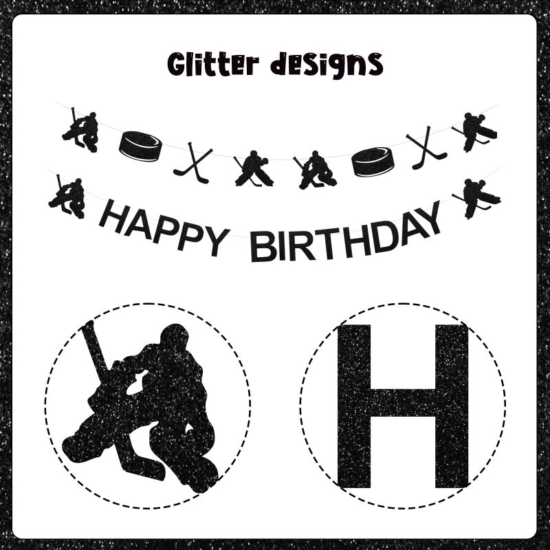 Balterever Ice Hockey Birthday Decorations for Boys Hockey Birthday Party Supplies with Ice Hockey Happy Birthday Banner Cupcake Cake Toppers Hockey Garland for Sports Birthday Party Supplies - Image 5