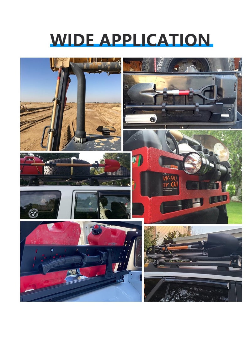 Excefore Hi-Lift Jack Handle Keeper Shovel Holder Mount, 4 Pack Rubber Clamp Rubber Holder, Mount Quick, Release Clamp, Mount Bracket Fits 1-1/7'' to 1-3/7'' Diameter Tools - Image 3