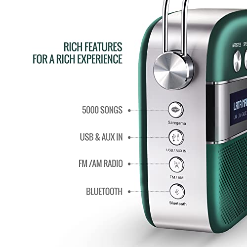 Carvaan Saregama Carvaan Premium Hindi - Portable Music Player with 5000 Preloaded Songs, FM/BT/AUX (Emerald Green) - Image 2