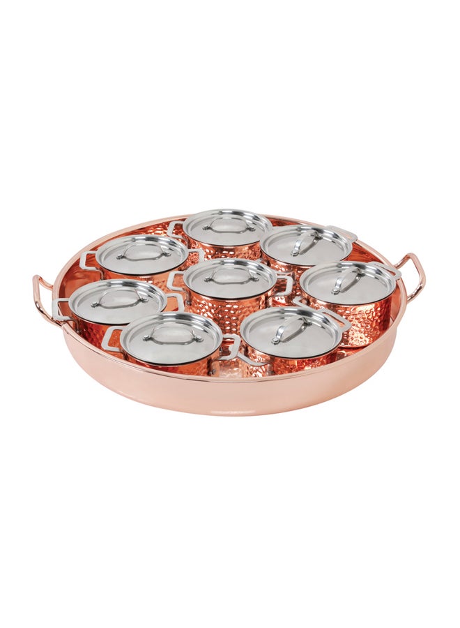 السنيدي صينية فطور، صواني تقديم فطور، نحاسي، مقاس 41.5 سم - Image 1