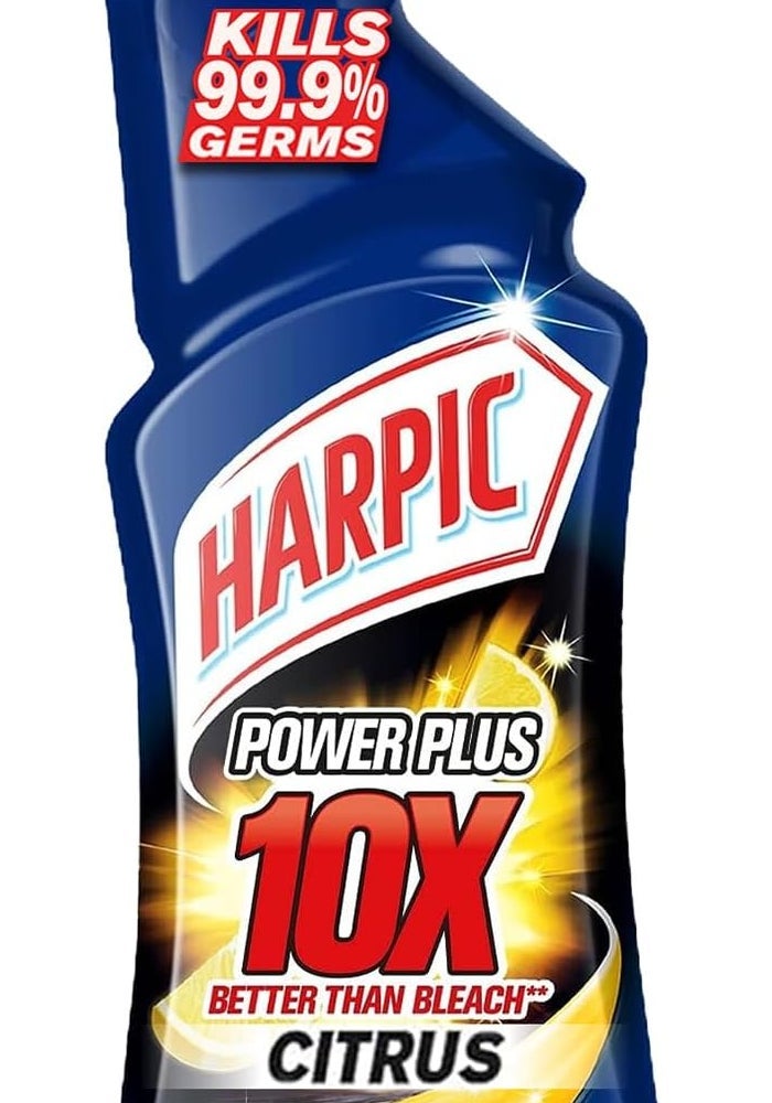 Harpic Power Plus Toilet Cleaner, 10X Better Than Bleach, Kills 99.9% Germs, Citrus Fragrance, 500 ml - Image 1
