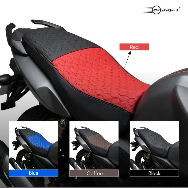 Neodrift Premium Bike Seat Cover – Red+Black | Anti-Slip & Shock-Absorbing Design | Nappa Art Leather, Road, Hybrid, Spin & Exercise Bikes | Water-Resistant Fit - Image 3