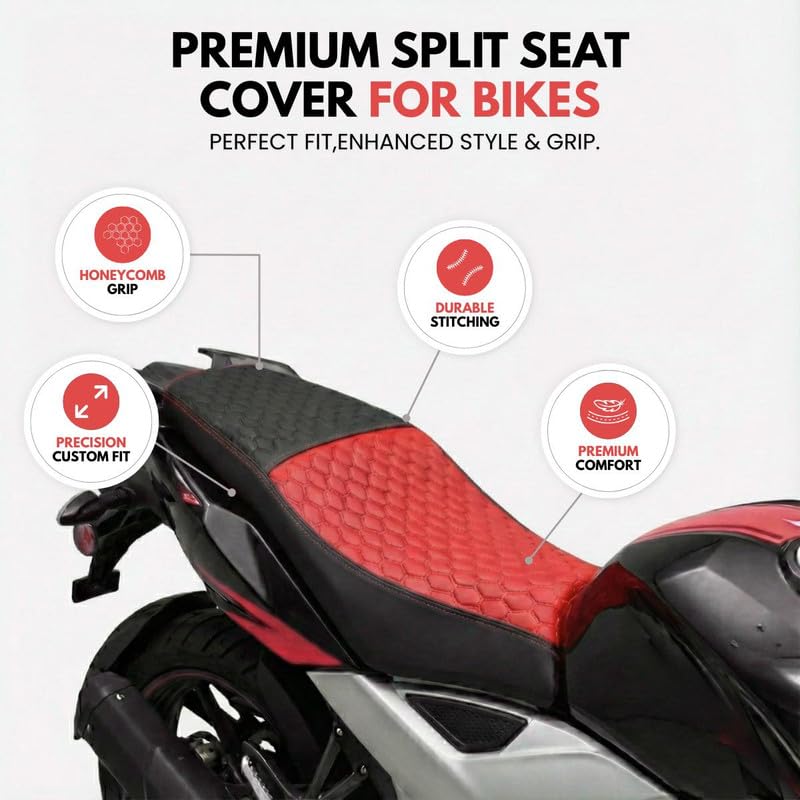 Neodrift Premium Bike Seat Cover – Red+Black | Anti-Slip & Shock-Absorbing Design | Nappa Art Leather, Road, Hybrid, Spin & Exercise Bikes | Water-Resistant Fit - Image 5