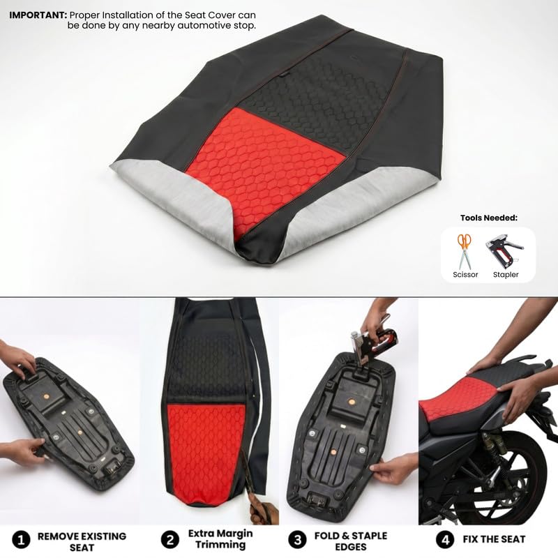 Neodrift Premium Bike Seat Cover – Red+Black | Anti-Slip & Shock-Absorbing Design | Nappa Art Leather, Road, Hybrid, Spin & Exercise Bikes | Water-Resistant Fit - Image 2