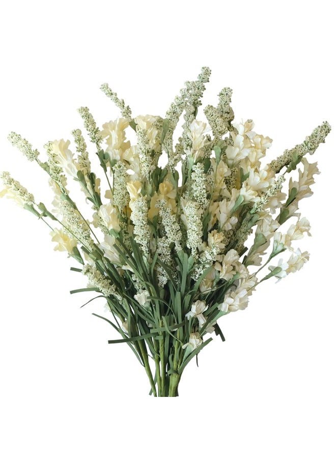 Tempus 10Pcs Artificial Spring/Summer Flowers Outdoor Decor UV Resistant Fake Plants Wedding Party Vase Bouquet Floral Arrangement Home Decor Indoor Garden Decor(Milky White) - Image 1