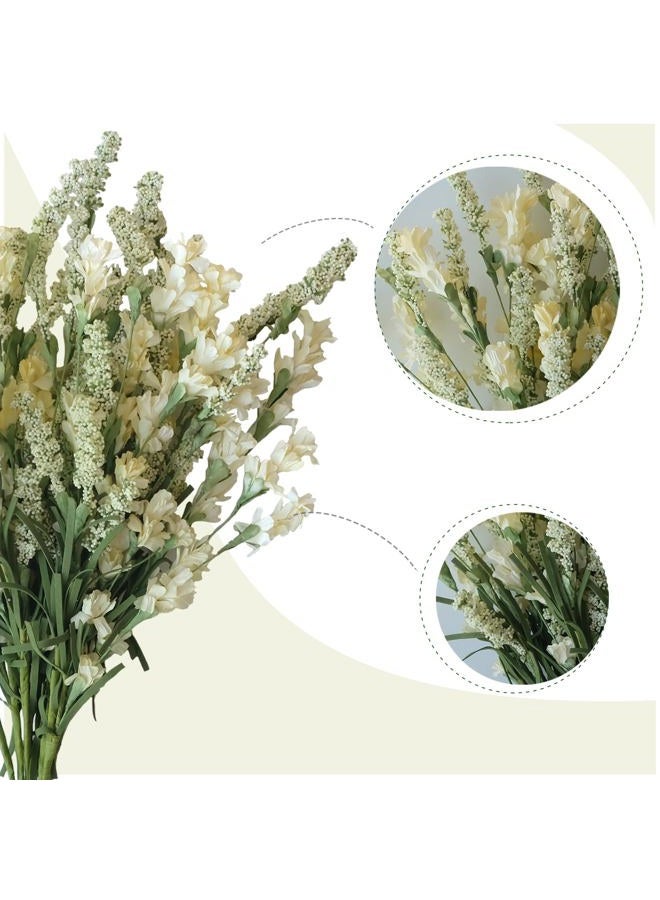 Tempus 10Pcs Artificial Spring/Summer Flowers Outdoor Decor UV Resistant Fake Plants Wedding Party Vase Bouquet Floral Arrangement Home Decor Indoor Garden Decor(Milky White) - Image 2