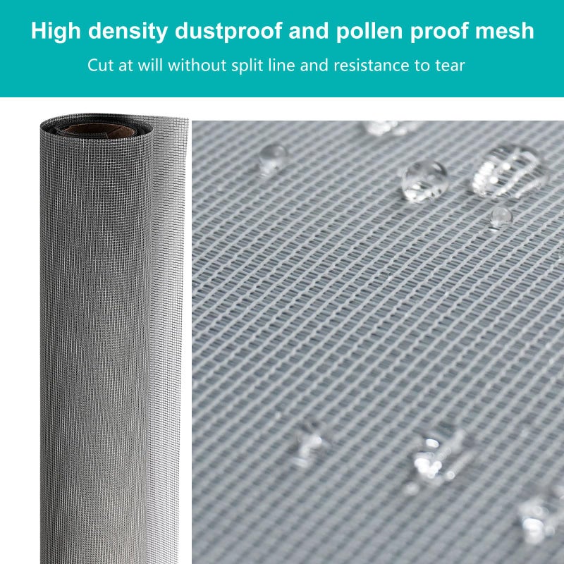 JOOFAN High Density dustproof and Pollen Proof net Screen mesh Used to Replace Screen Windows and Doors (Grey high-Density mesh, 116''X61''(295X155cm)) - Image 3