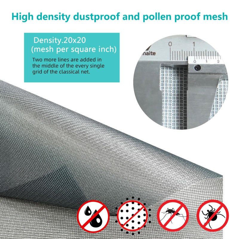 JOOFAN High Density dustproof and Pollen Proof net Screen mesh Used to Replace Screen Windows and Doors (Grey high-Density mesh, 116''X61''(295X155cm)) - Image 2