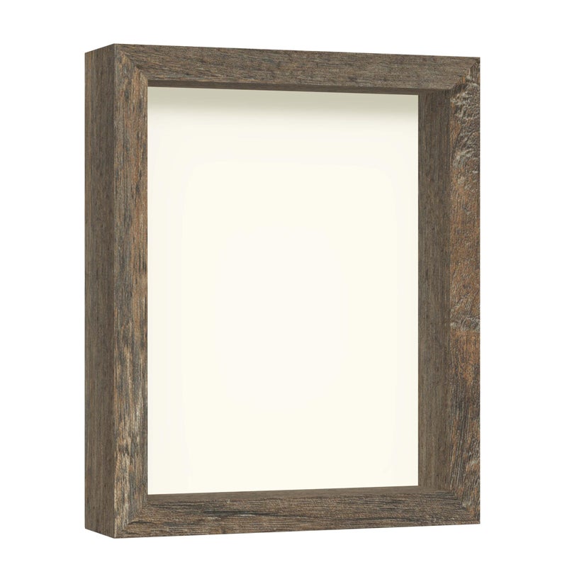 FrameWorks 8x10 Driftwood Wooden Shadow Box Frame - Soft Felt Back  Tempered Glass  and Included Elegant White Ball Push Pins - Image 2