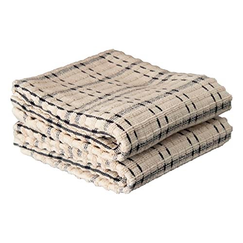 Ritz Royale Collection 100 Combed Terry Cotton Highly Absorbent Oversized Kitchen Towel Set 28 x 18 2Pack Checked Black