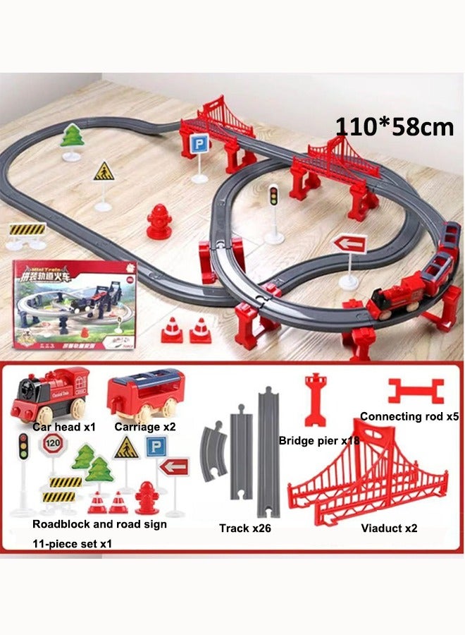 110cm electric rail train playset Electric high-speed rail train toys Assemble the rail train set Model train toys Train toys with tracks Birthday present Toys for boys  - Image 3
