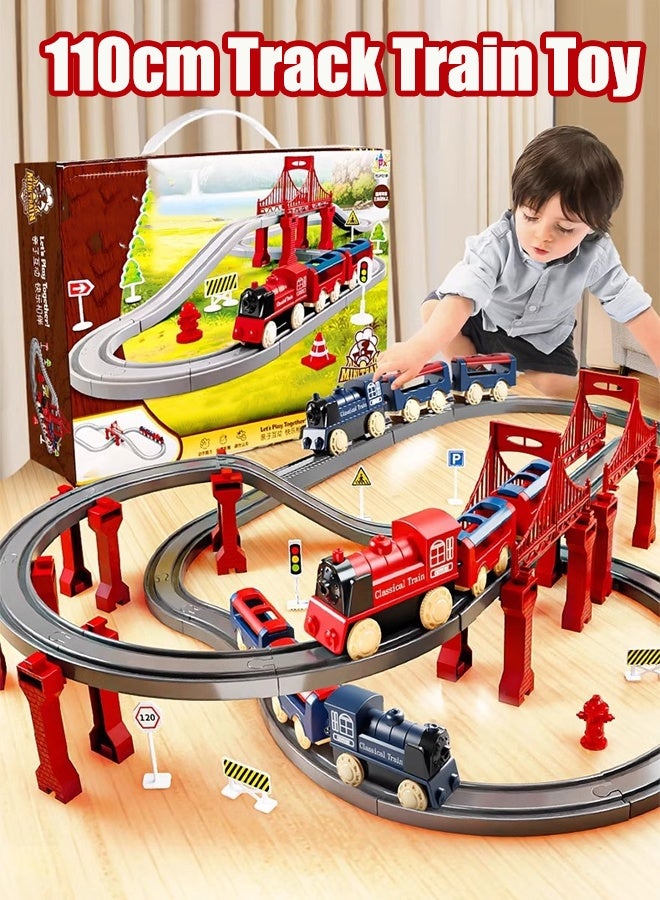 110cm electric rail train playset Electric high-speed rail train toys Assemble the rail train set Model train toys Train toys with tracks Birthday present Toys for boys - Image 1